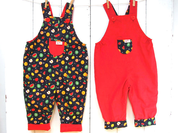 Red Fruit Needlecord Dungarees